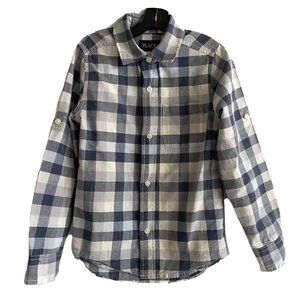 Place Women’s Shirt Blue Button-Down100%Cotton Checkered Long Sleeves Size SP